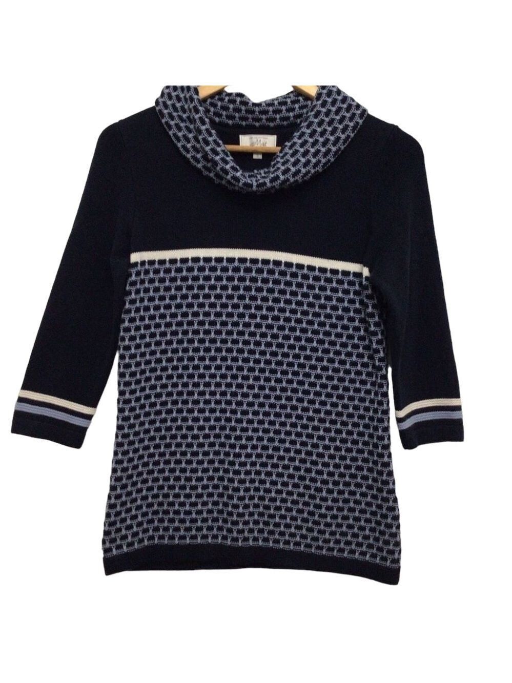 M.A.T. sweater cotton blend turtle neck cable knit fisherman fair isle small
